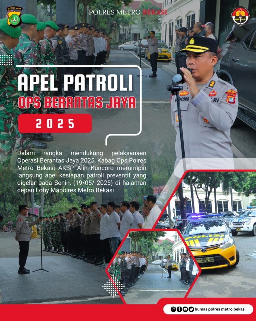 Kapolres Metro Bekasi Perintahkan Kabag Ops Pimpin Patroli Besar Ops Berantas Jaya 2025