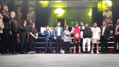 Sinergi lintas sektor dalam pengembangan olahraga tinju nasional, dihadiri petinju dunia Daud Yordan, Muhammad Rachman, Ketua Panitia G. Borlak, promotor Victoria Novianti Widjaja, perwakilan KONI DKI Jakarta, Dirut TVRI Iman Brotoseno, serta keluarga legenda tinju Indonesia Boy Bolang