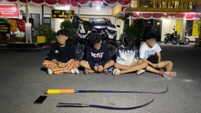 Empat Remaja dan Dua Celurit Diamankan tim gabungan dalam Tawuran di Jalan Raya Bogor