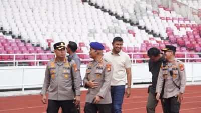 Apel kesiapan pengamanan Aston Villa Pre-Season Tour Indonesia di SUGBK dipimpin Kapolres Metro Jakarta Pusat Kombes Pol. Reynold E. P. Hutagalung.