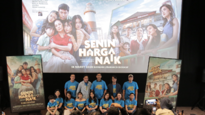 Sejumlah pemain dan kru film Senin Harga Naik menghadiri konferensi pers jelang penayangan film tersebut di XXI Epicentrum, Kuningan, Jakarta