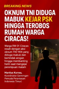 Diduga mabuk, Oknum TNI Inisial YKN Bikin Onar di Ciracas